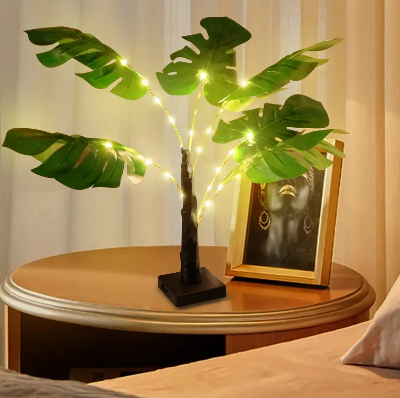 30-LED Enchanting Green Leaf Table Lamp