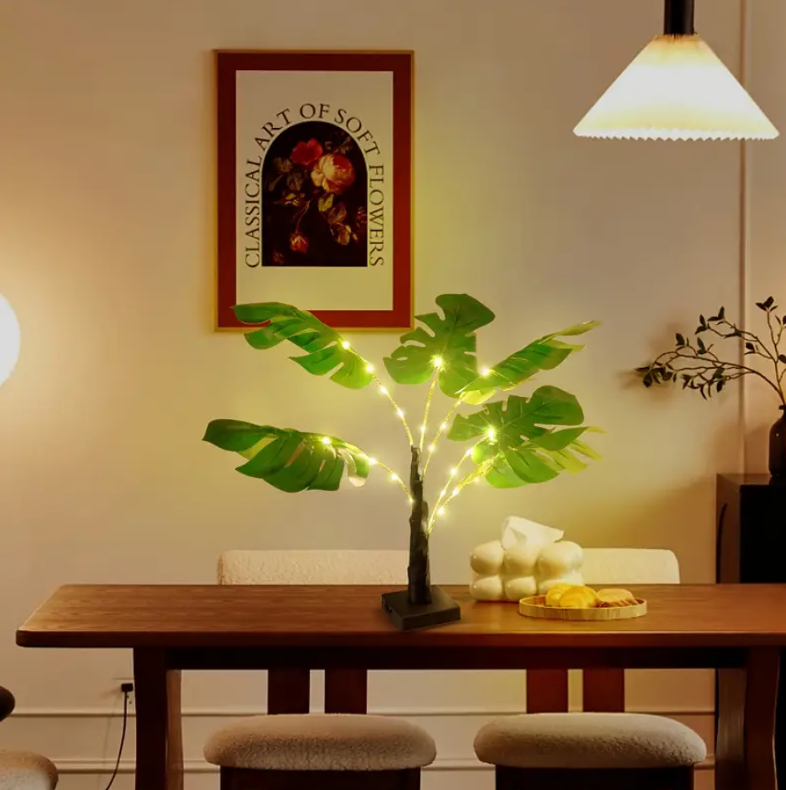 30-LED Enchanting Green Leaf Table Lamp