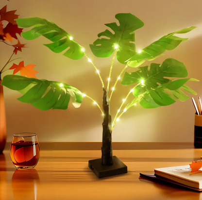 30-LED Enchanting Green Leaf Table Lamp