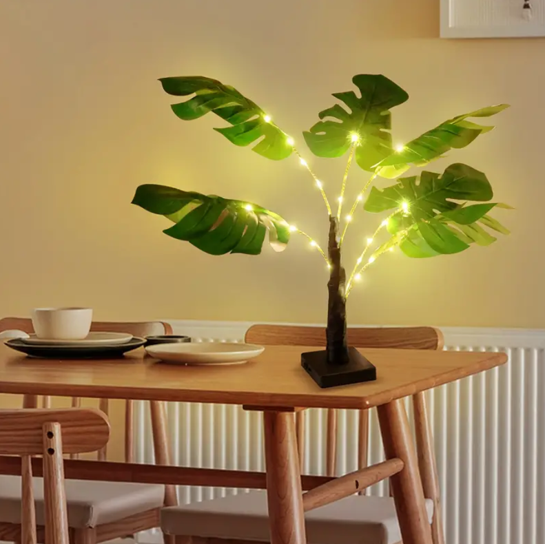 30-LED Enchanting Green Leaf Table Lamp